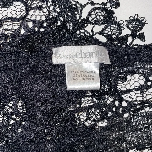 🔴4/$16: Black Lace Charming Charlie Scarf - Picture 2 of 4